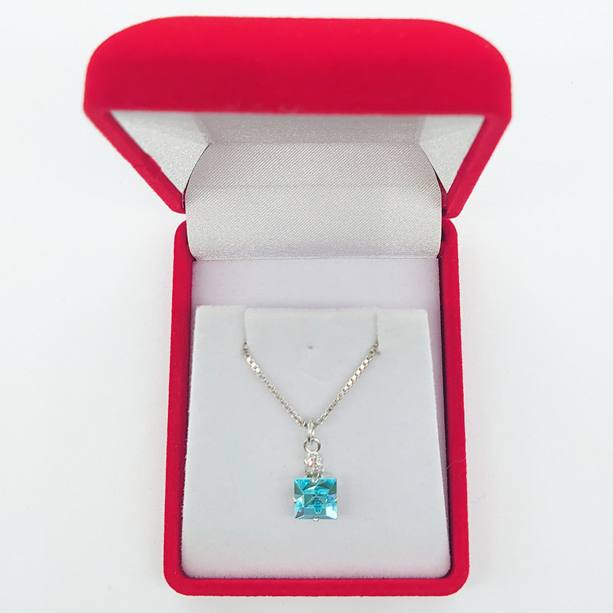 Small Swarovski Crystals Square Pendant With Silver Fittings