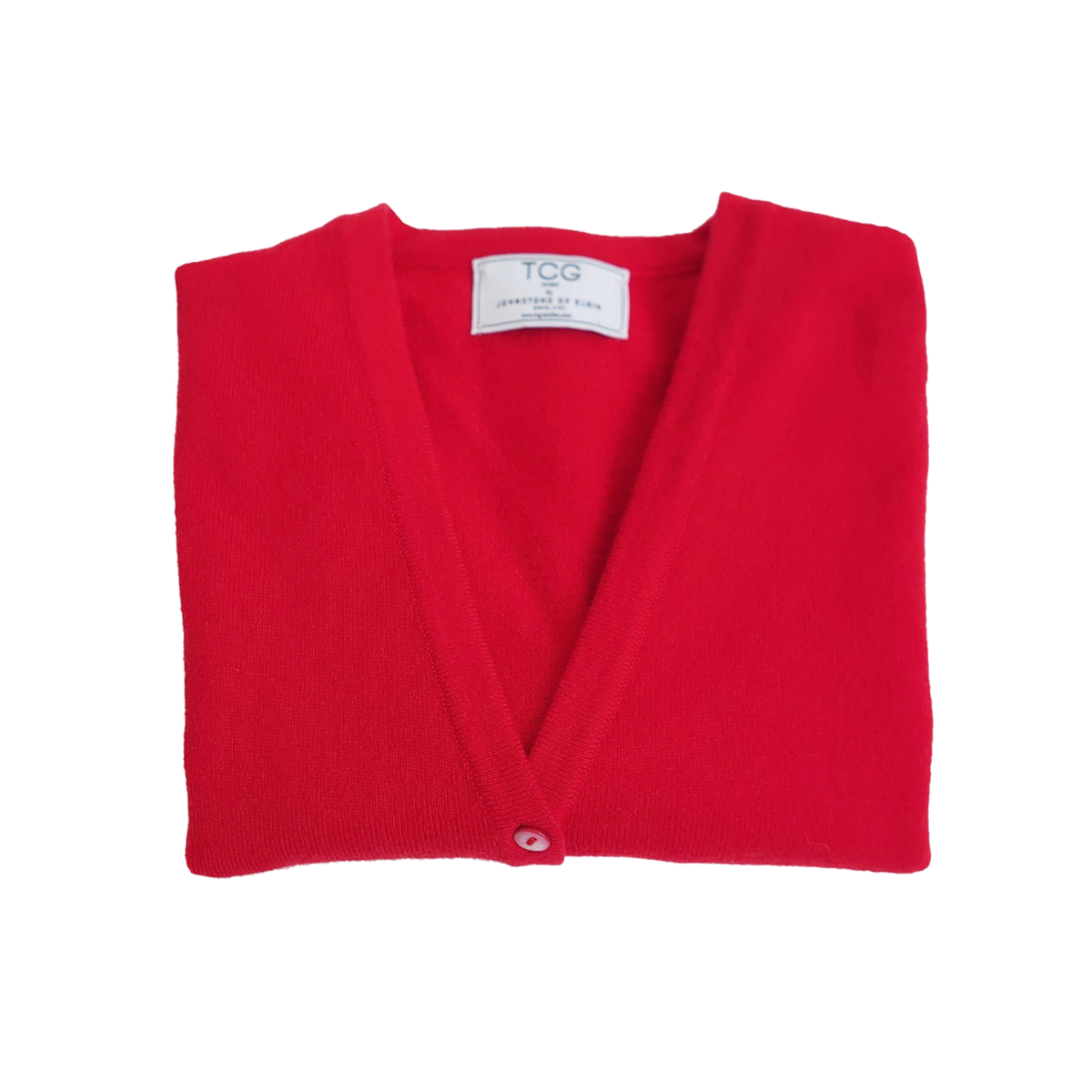 Ladies 100% Pure Cashmere Classic Fit V-Neck Short Cardigan - Red - S
