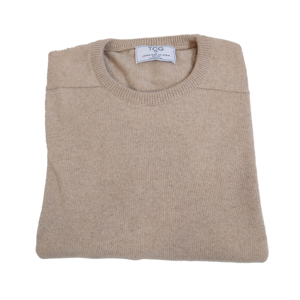 Men's Loose Fit, Saddle Shoulder Round Neck 100% Pure Cashmere Jumper - Turnback Cuffs- Sand Melange - XXL