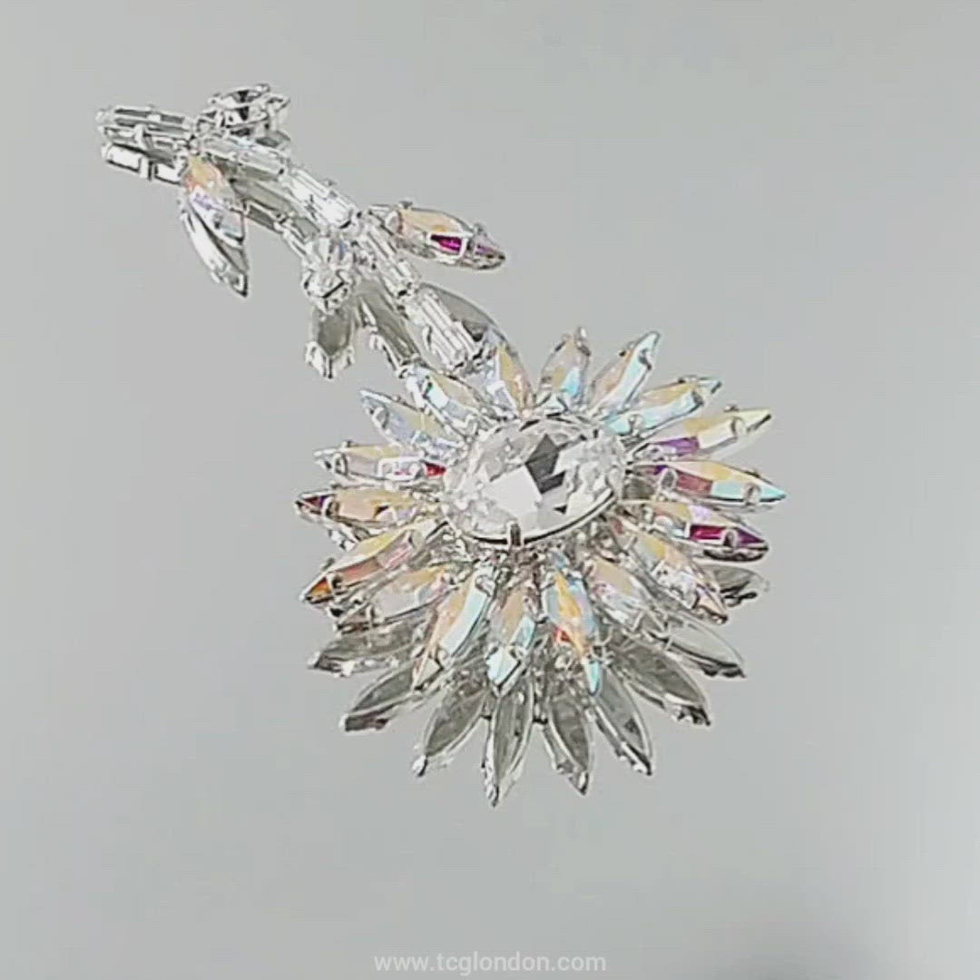 Sparkling Flower Brooch - Swarovski Crystals