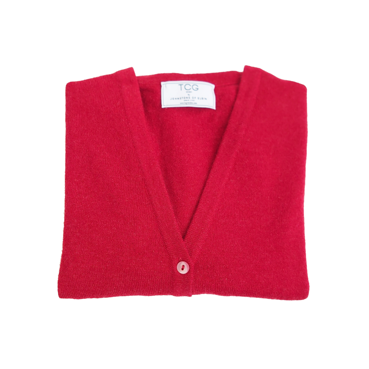 Ladies 100% Pure Cashmere Classic Fit V-Neck Short Cardigan - Cherry Red Melange - S