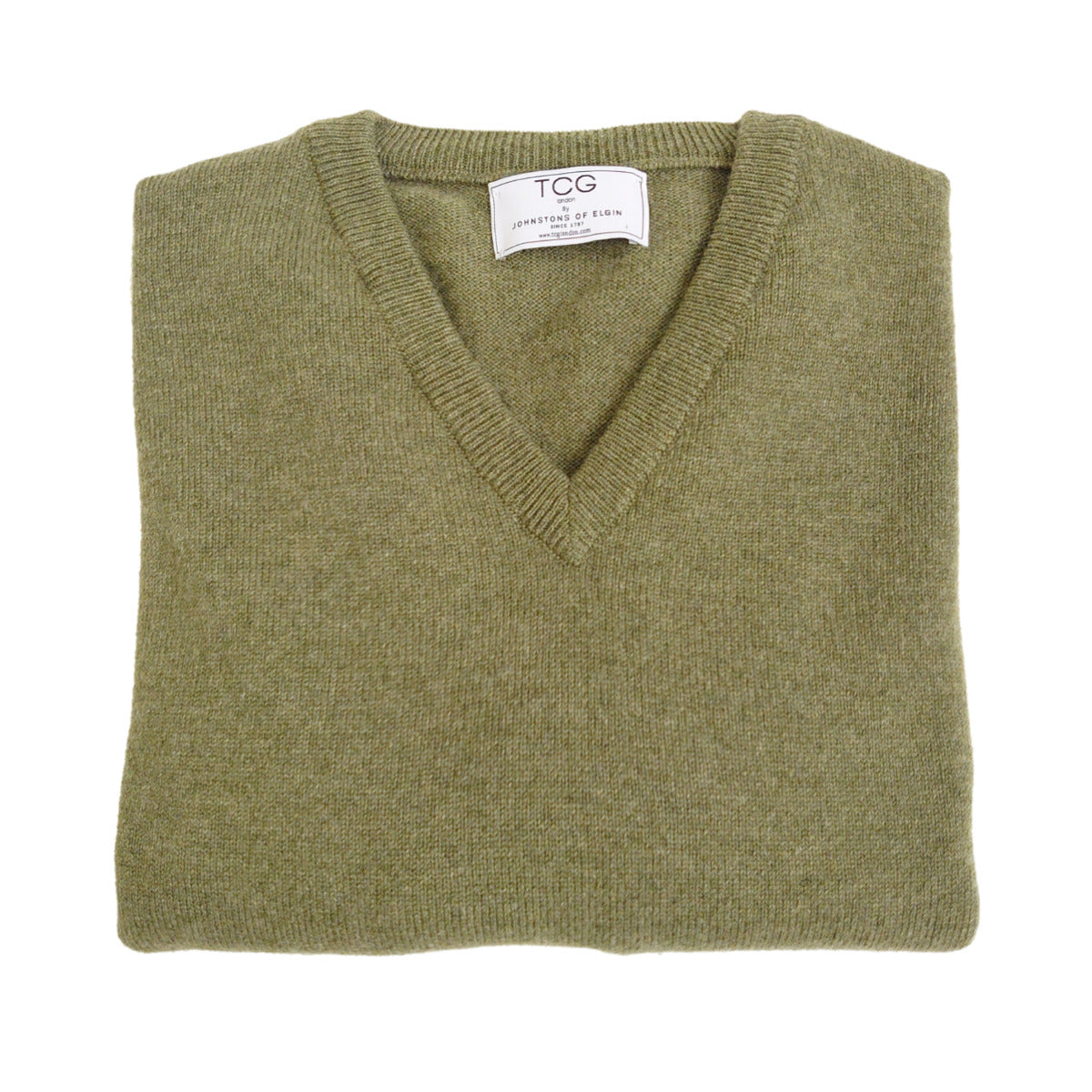 Men's Relaxed Fit V-Neck 100% Pure Cashmere Jumper - Loden Green - S