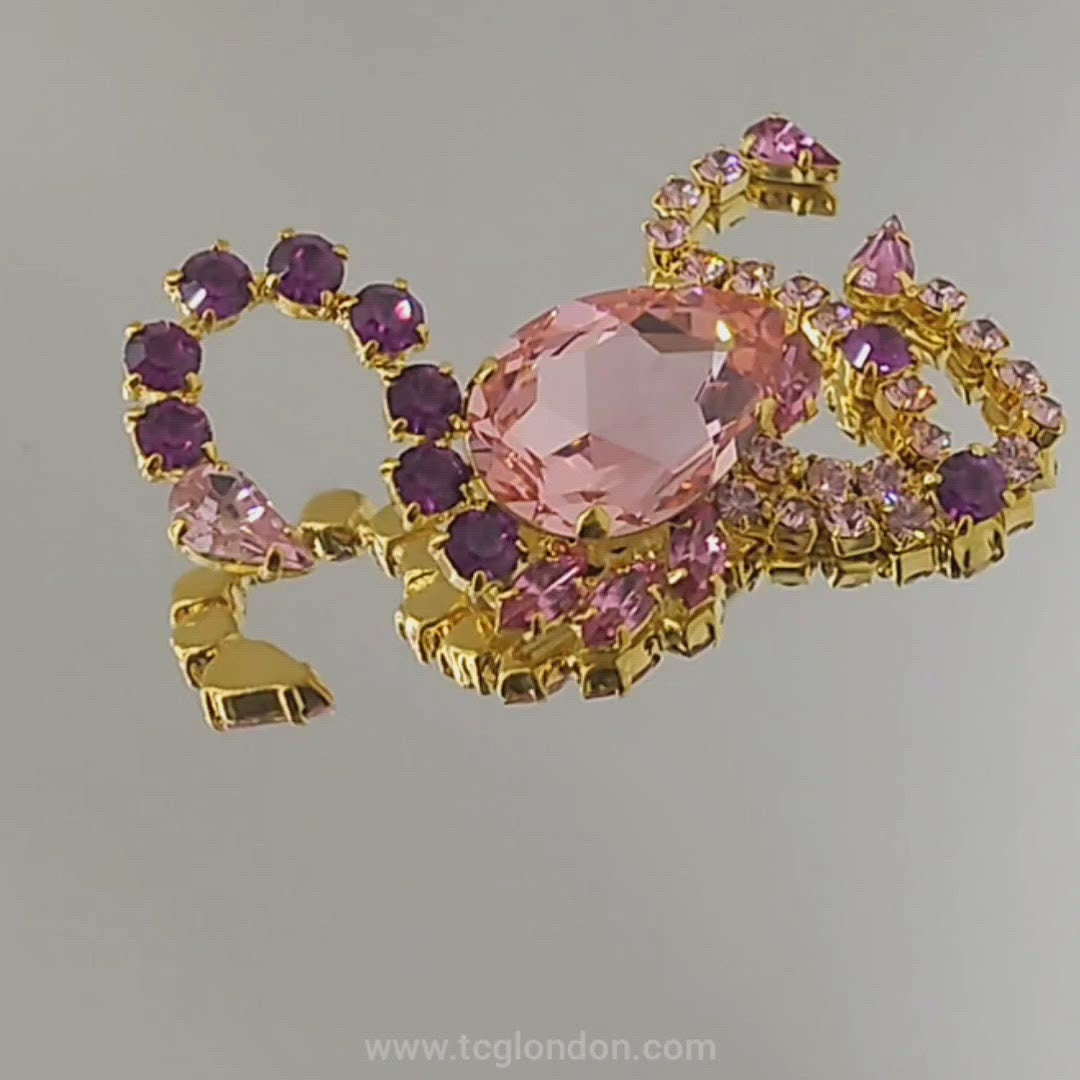 Pink Flamingo Brooch - Swarovski Crystals