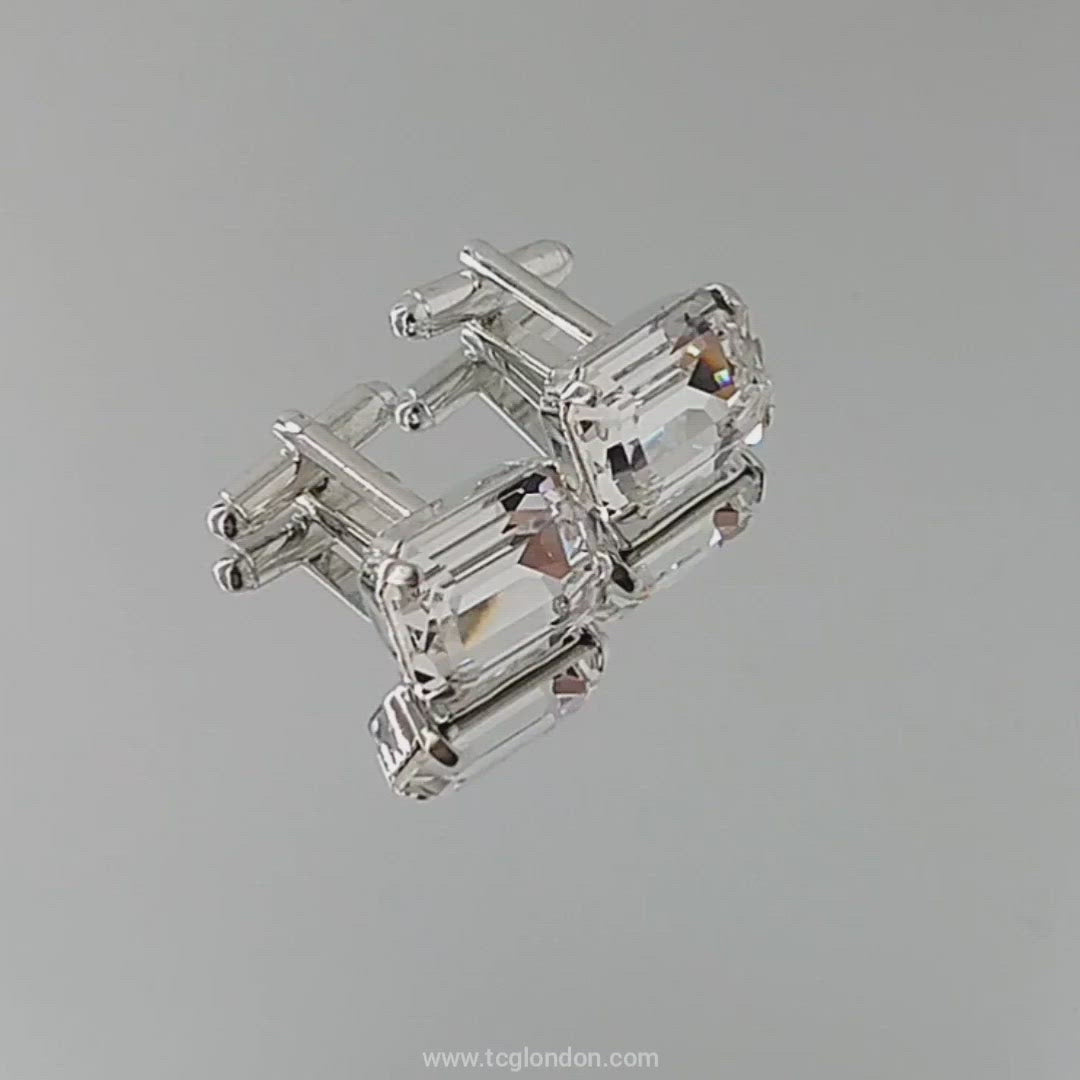 Baguette Cufflinks - Clear - Premium Luxury Crystals