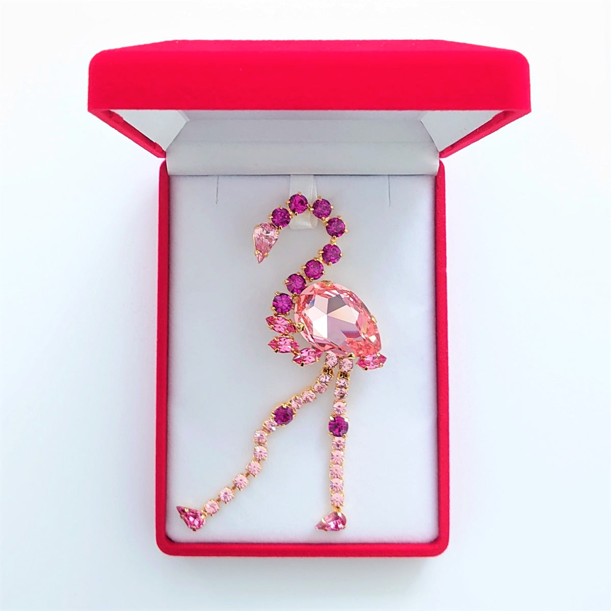 Pink Flamingo Lapel Brooch - Swarovski Crystals