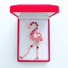 Swarovski Crystals Pink Flamingo Lapel Brooch - TCG London