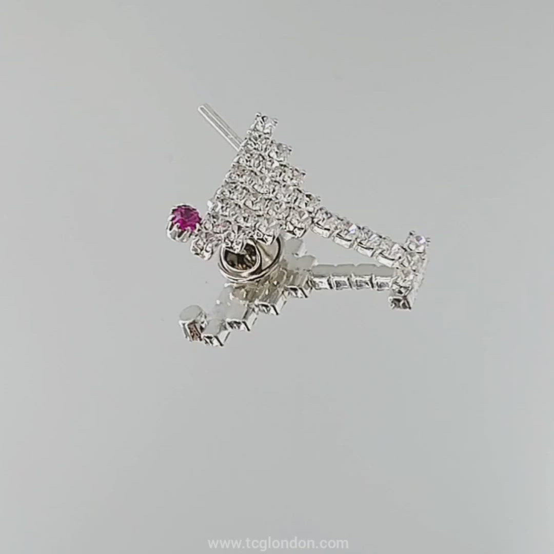 Martini Glass Lapel Pin - Swarovski Crystals
