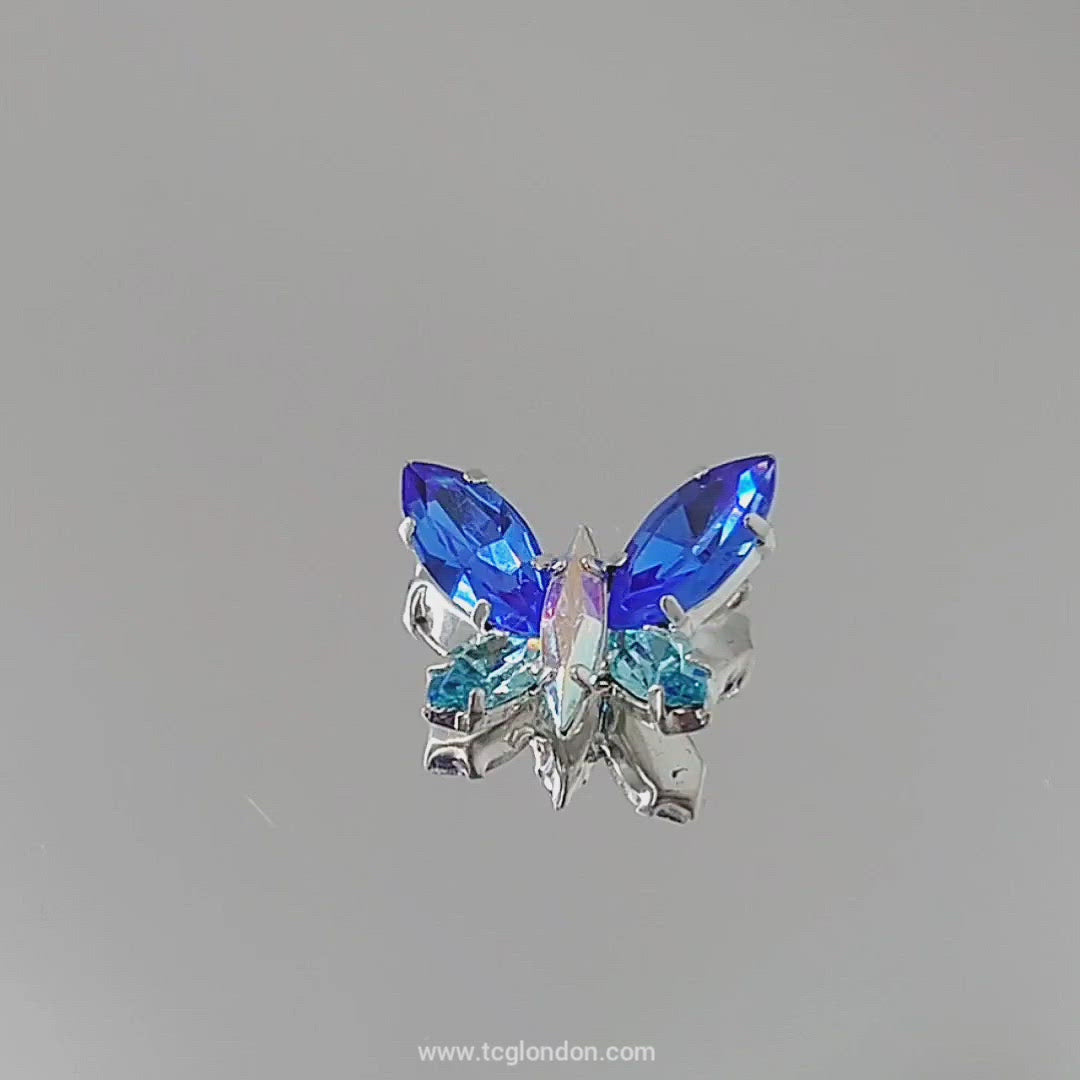 Butterfly Pendant - Blue (Silver) - Swarovski Crystals