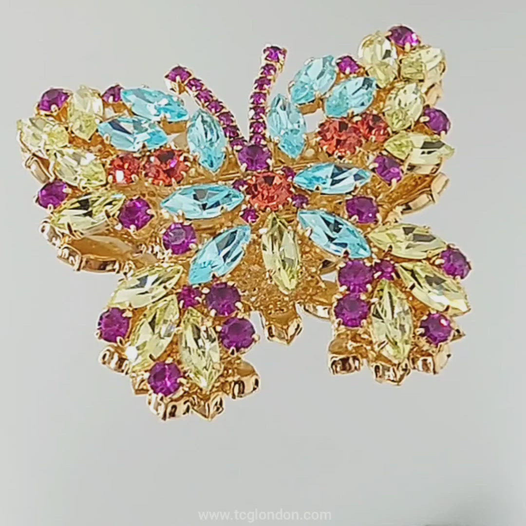 Large Butterfly Statement Lapel Brooch - Swarovski Crystals
