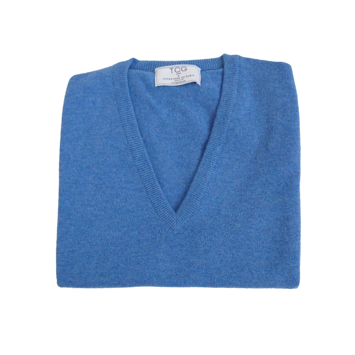 Men's Classic 100% Pure Cashmere Slipover - Denim Blue - L