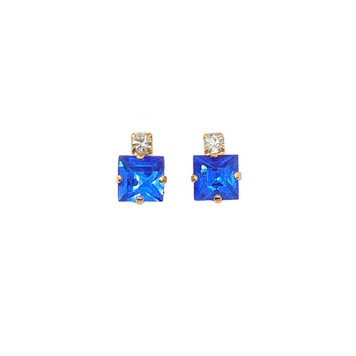 Small Square Earrings - Swarovski Crystals - Gold Fittings