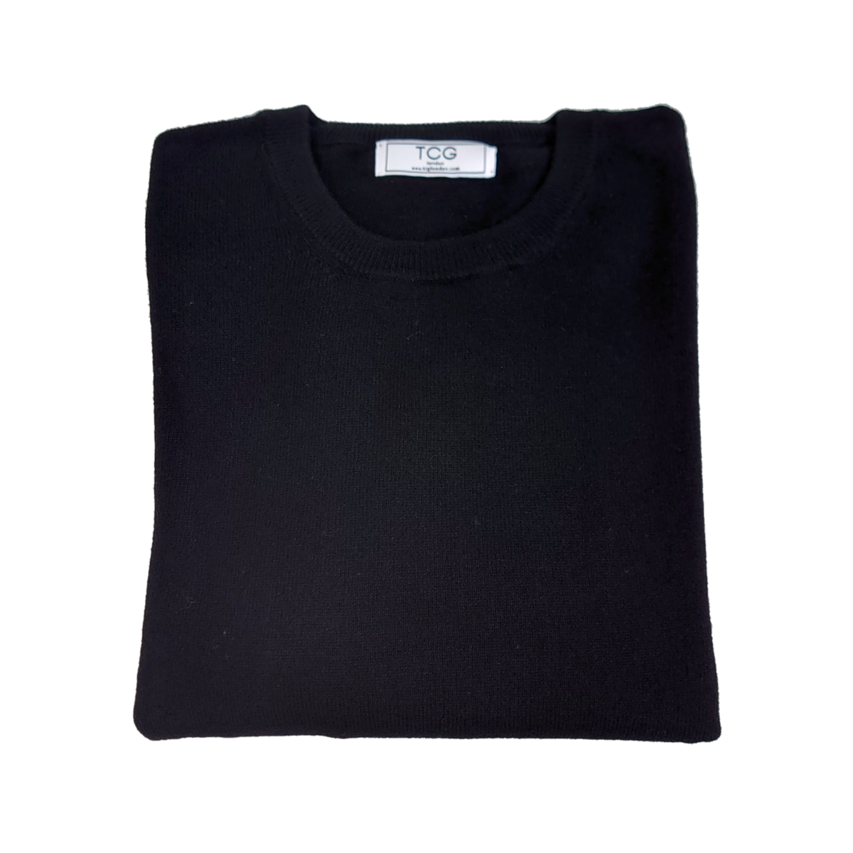 Men's Regular Fit Round Neck 100% Pure Cashmere Jumper - Black - XXL