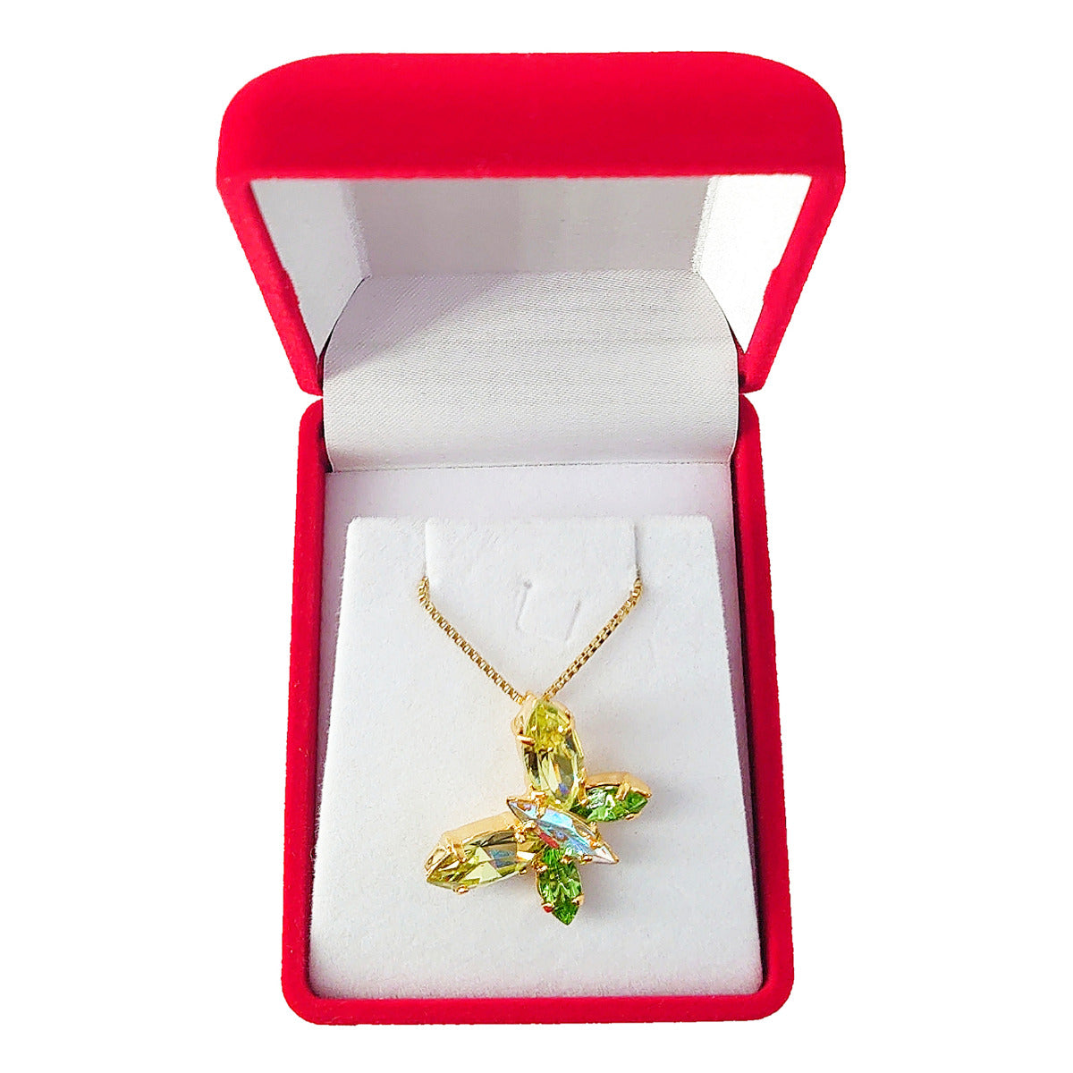 Butterfly Pendant - Green (Gold) - Swarovski Crystals