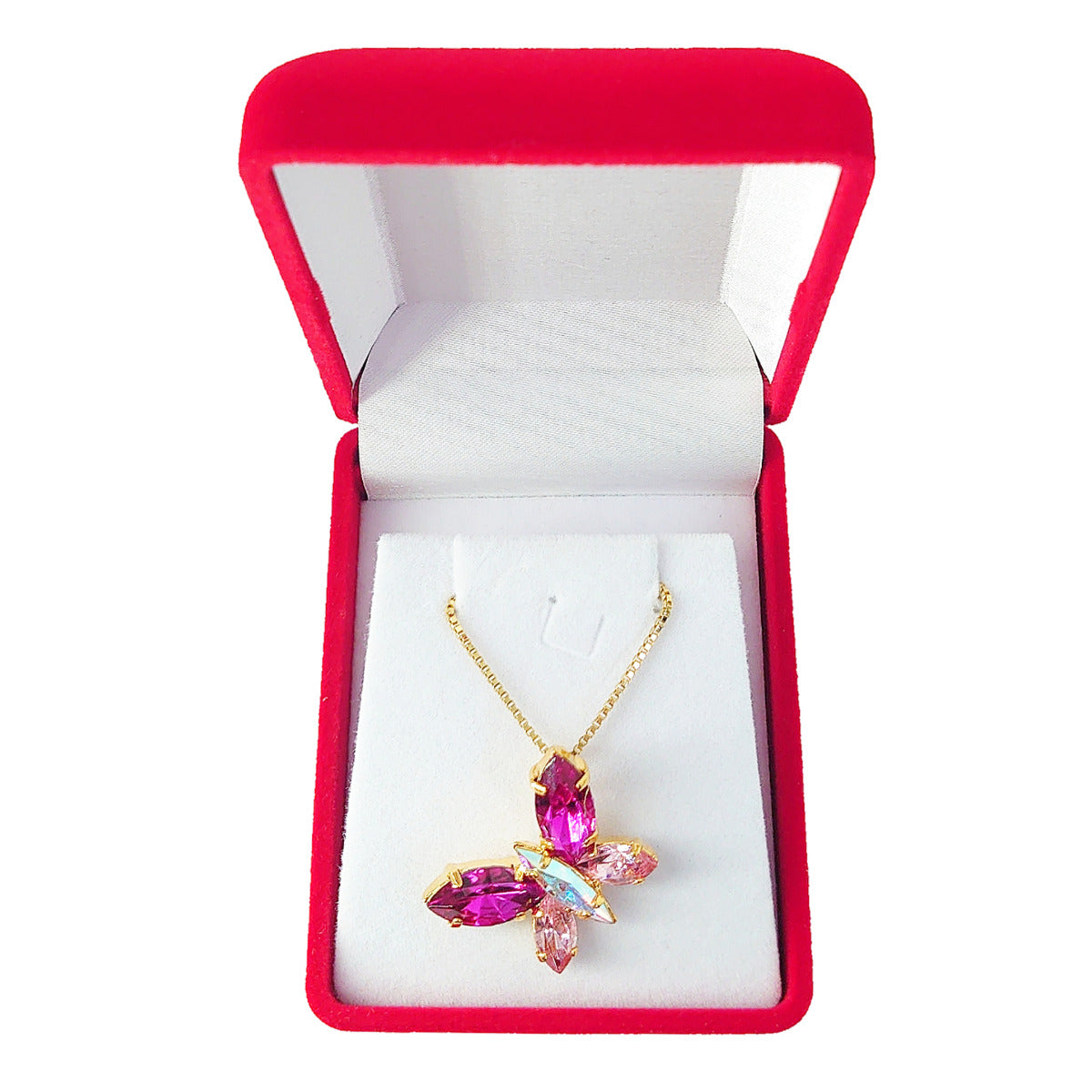 Butterfly Pendant - Pink (Gold) - Swarovski Crystals
