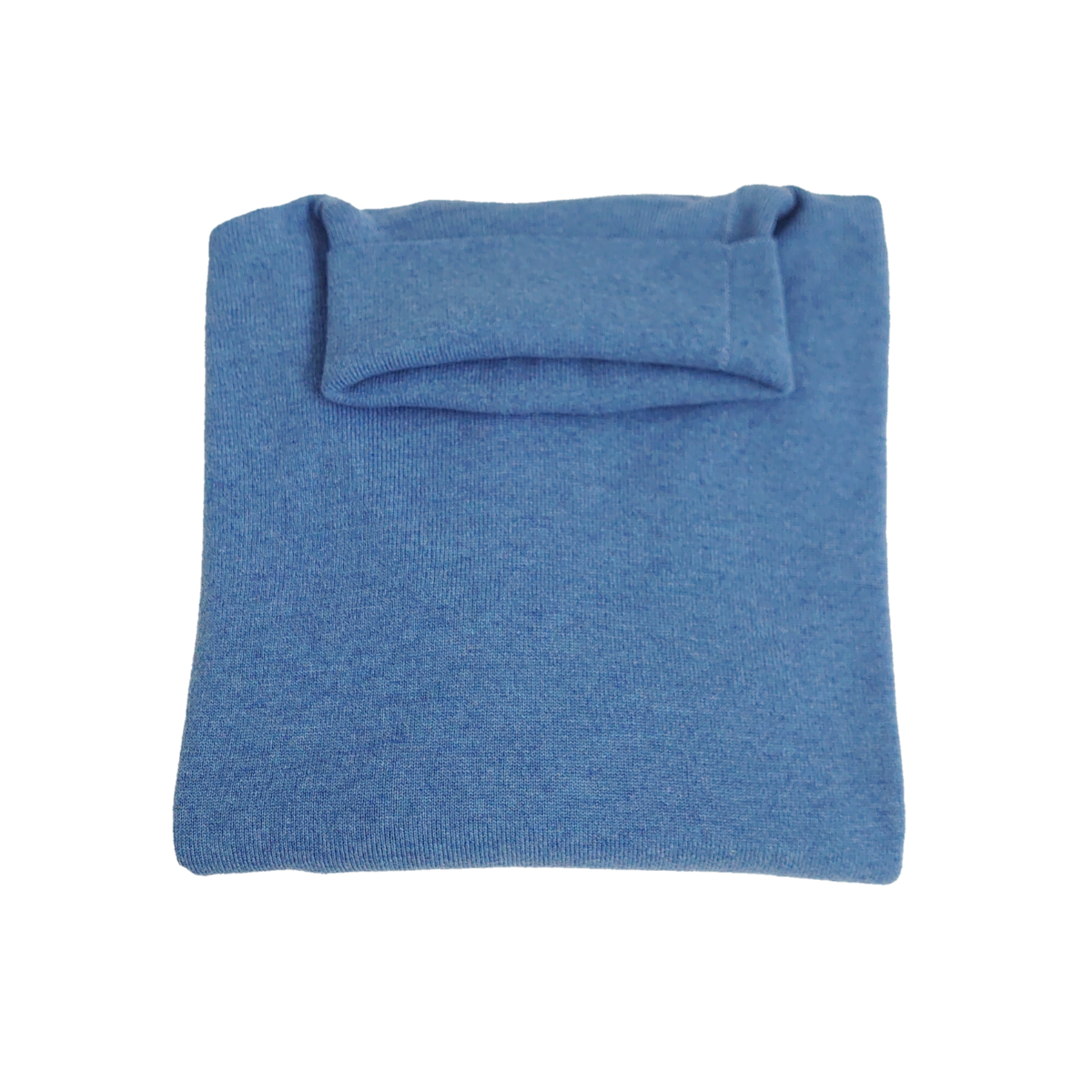 Men's Loose Fit Roll Neck 100% Pure Cashmere Jumper - Denim Blue - XL