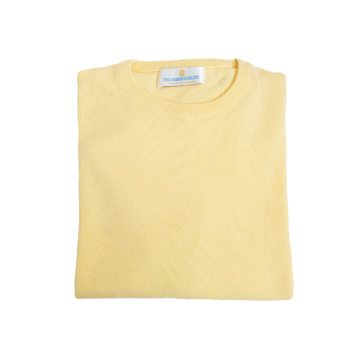 Ladies Classic Fit Round Neck 100% Pure Cashmere Jumper - Pale Yellow - XL