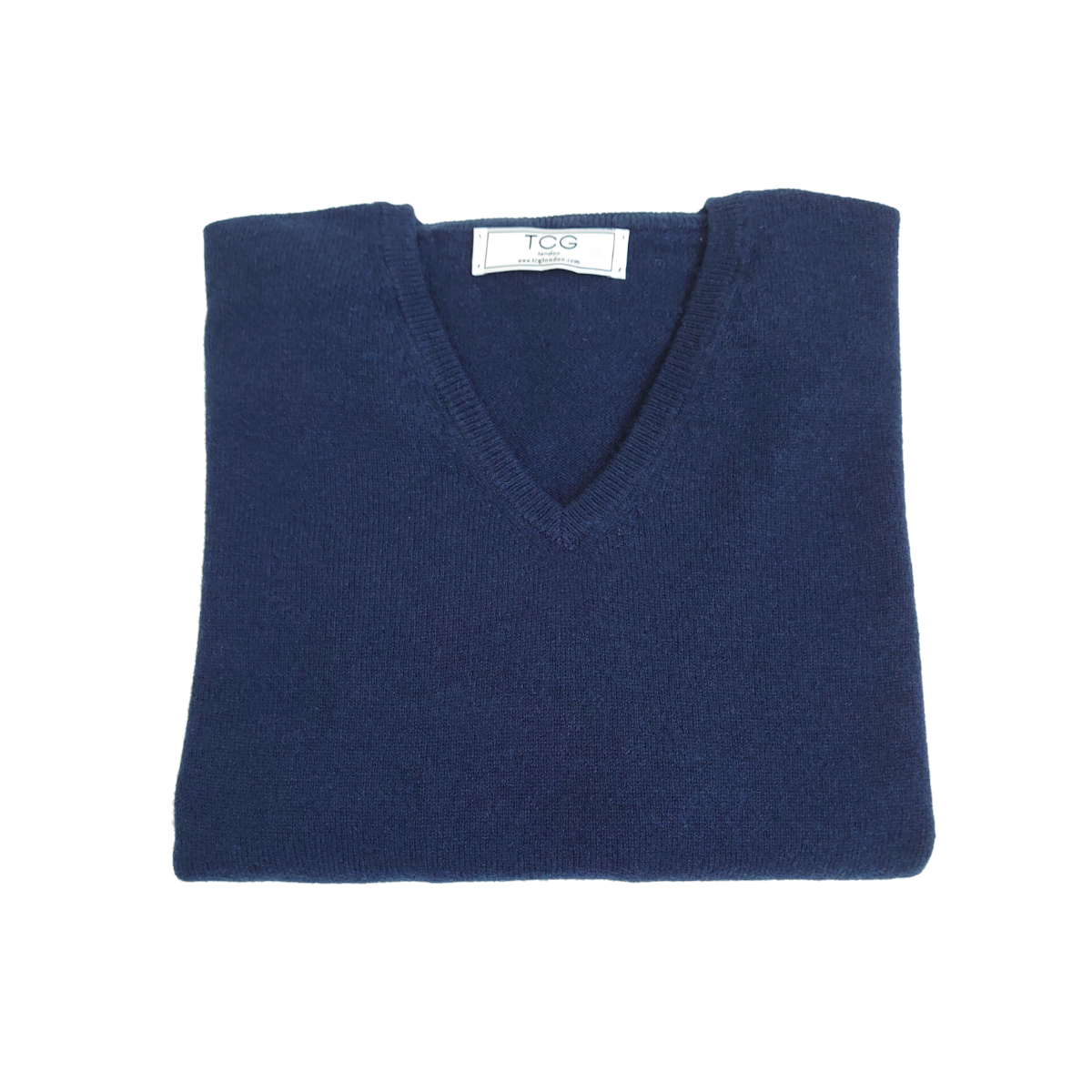 Ladies Classic Fit V-Neck 100% Pure Cashmere Jumper - French Navy - L