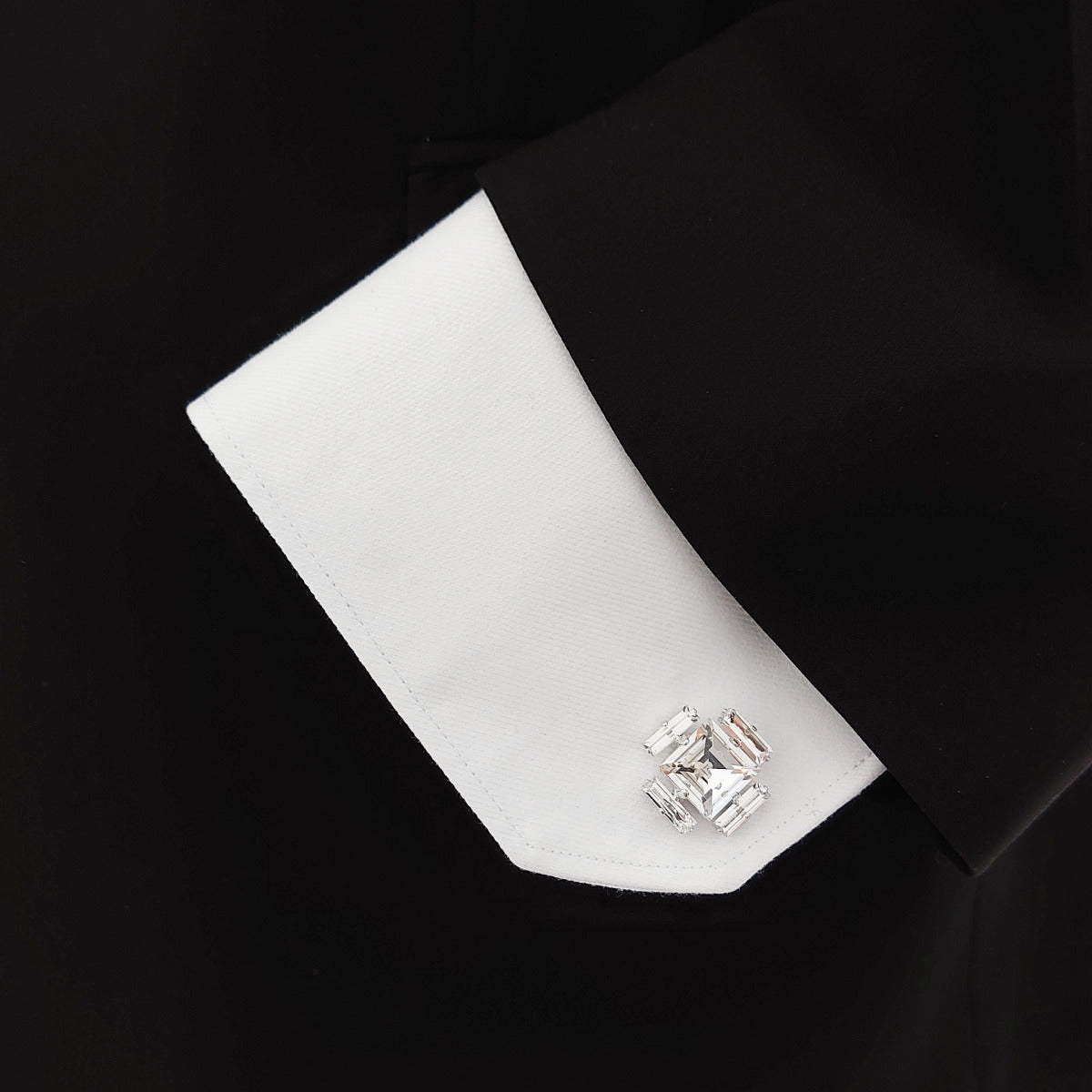 Baguette Surround Square Cufflinks - Clear - Premium Luxury Crystals