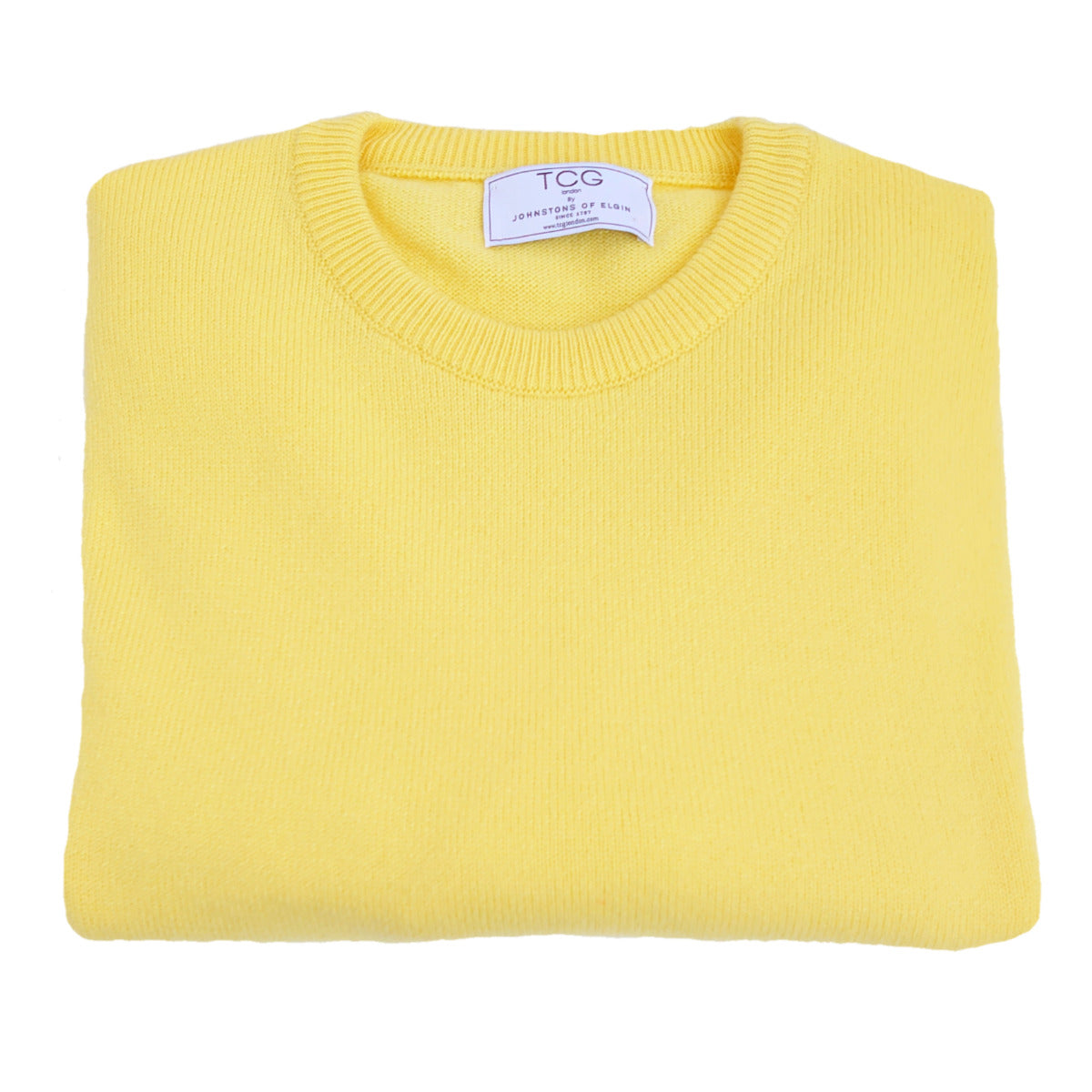 Men's Relaxed Fit Round Neck 100% Pure Cashmere Jumper - Yellow - M
