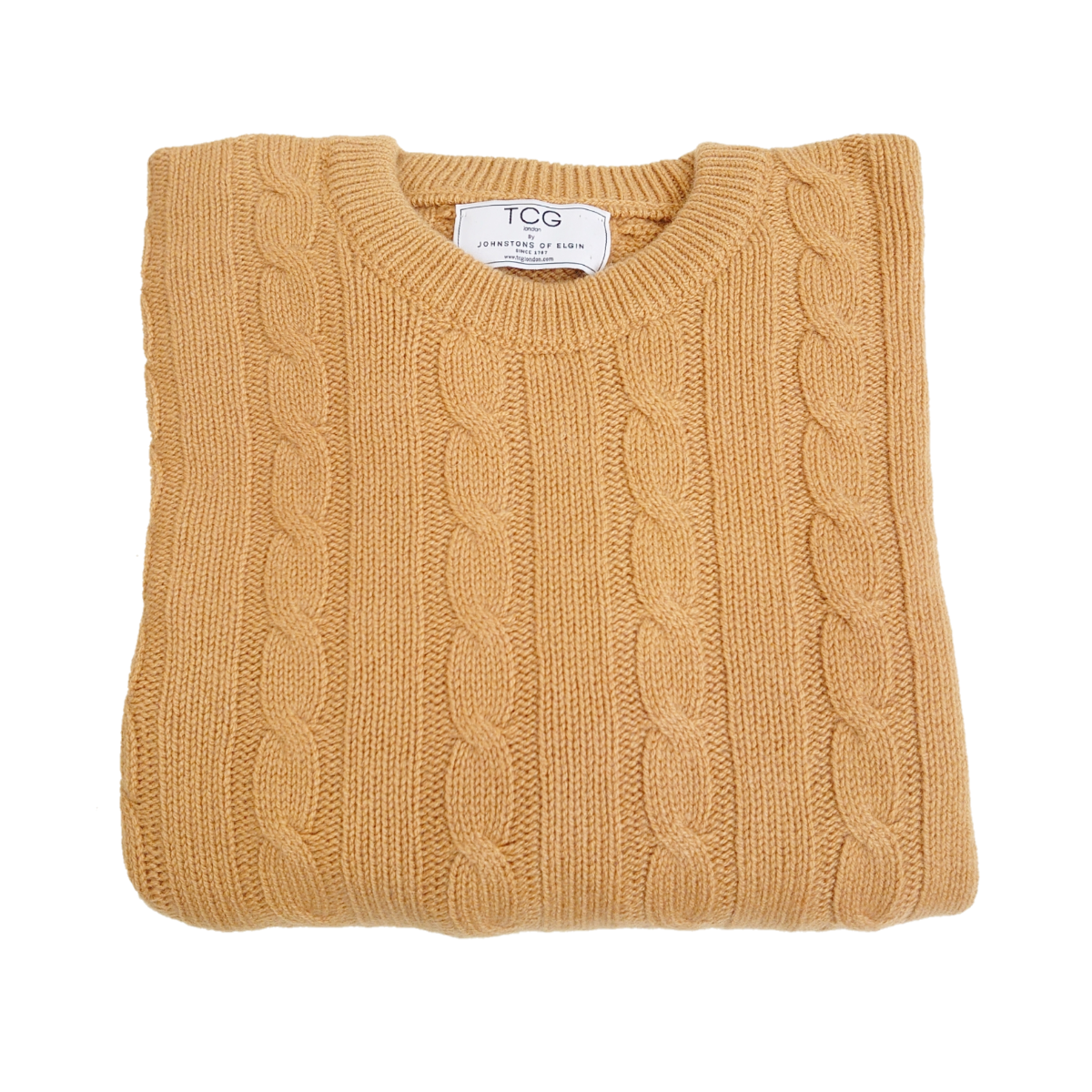 Men's Oversized Fit Chunky 100% Pure Cashmere Jumper - Classic Cable Knit - Camel - L
