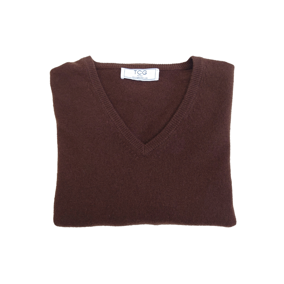 Ladies Classic Fit V-Neck 100% Pure Cashmere Jumper - Chocolate Brown - XS