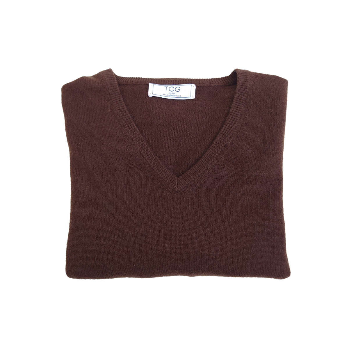 Ladies Classic Fit V-Neck 100% Pure Cashmere Jumper - Chocolate Brown - XL