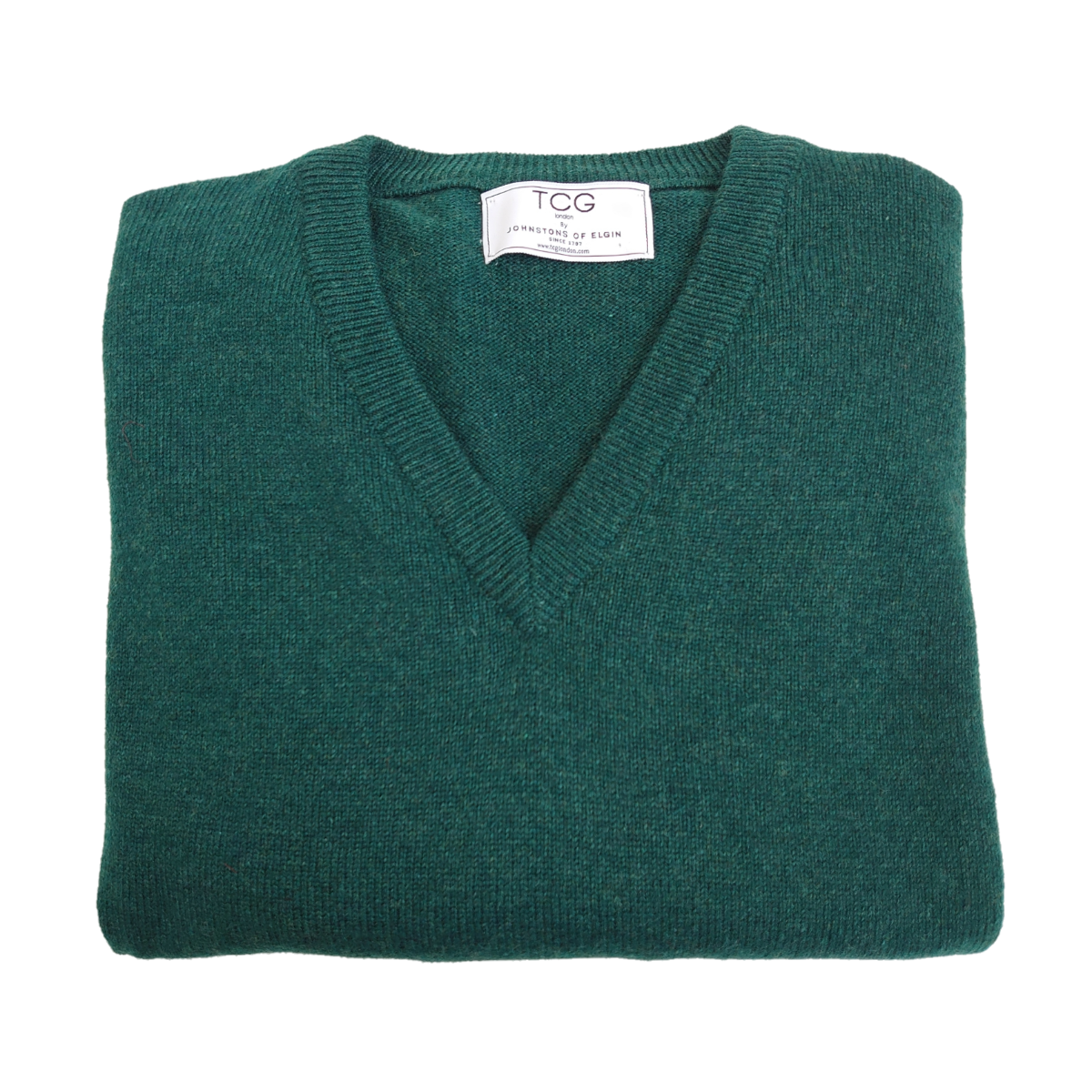 Men's Relaxed Fit V-Neck 100% Pure Cashmere Jumper - Dark Green - S