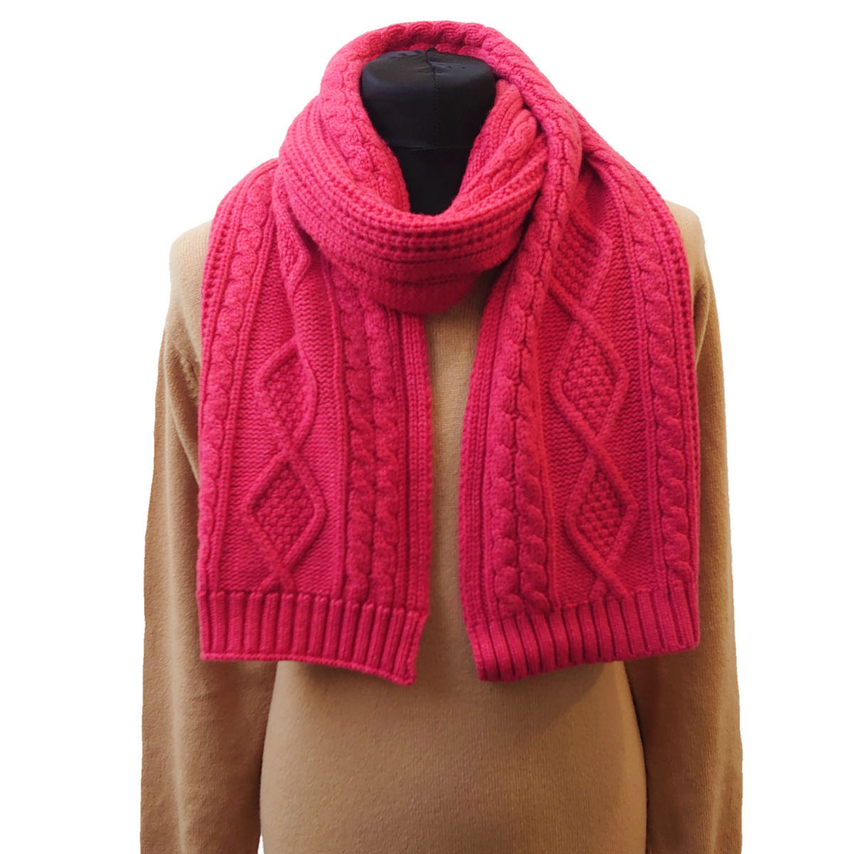 100% Pure Scottish Cashmere Cable Knit Luxury Scarf