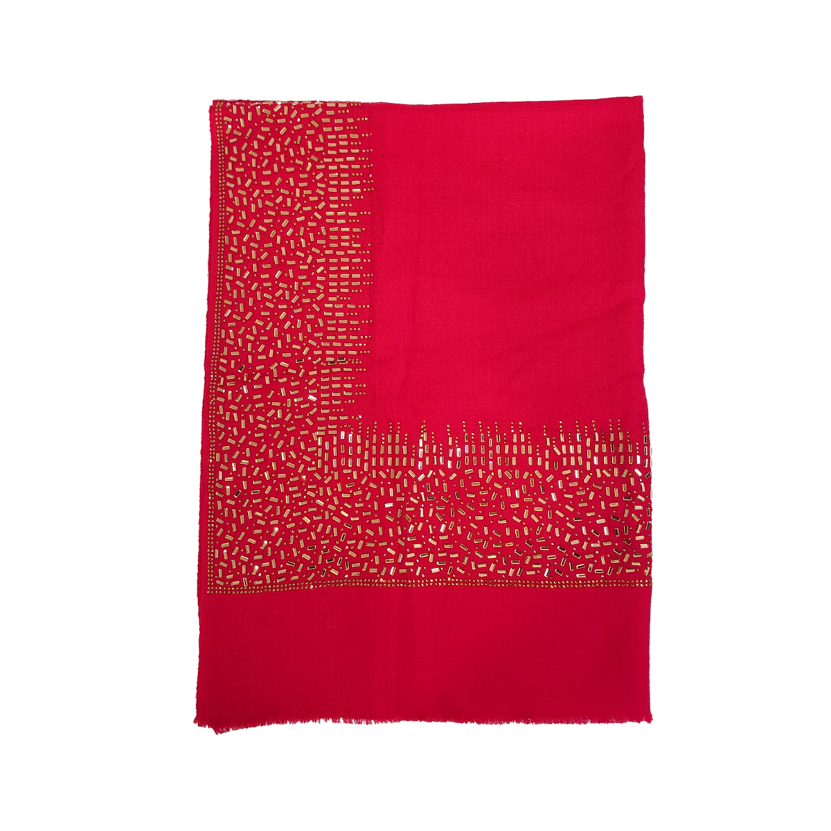 Exclusive, Limited Edition Luxury Pashmina Stole With Crystals - Red-Gold