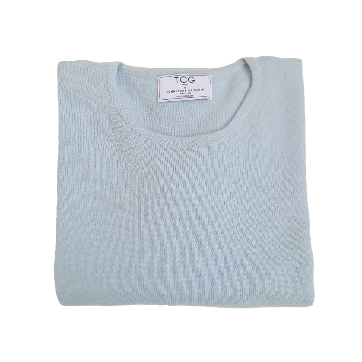 Ladies Oversized, Longline 100% Pure Cashmere Round Neck Tunic with Side Slits - Light Blue - M