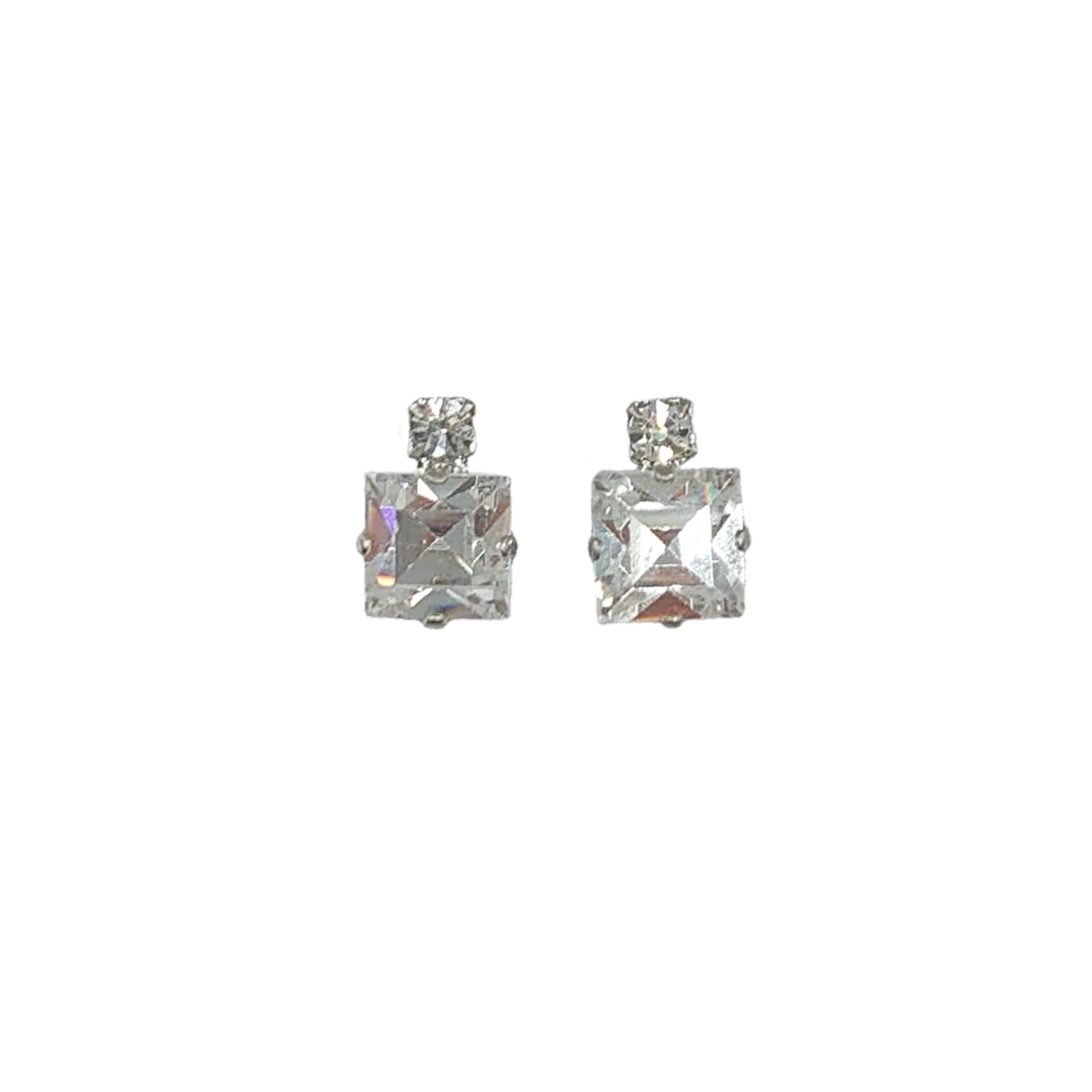 Small Square Earrings - Swarovski Crystals - Silver Fittings