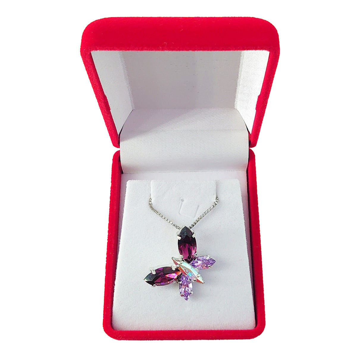 Butterfly Pendant - Purple (Silver) - Swarovski Crystals