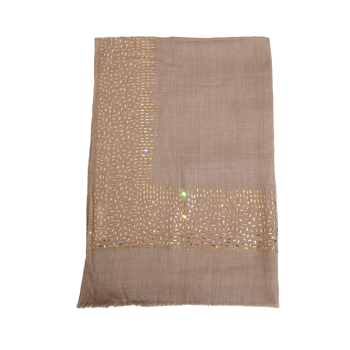 Exclusive, Limited Edition Stole With Crystals - Taupe-Gold