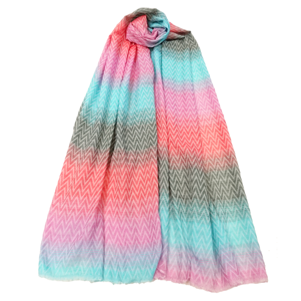 Fine Pashmina Stole - Large Scarf - Zigzag Design