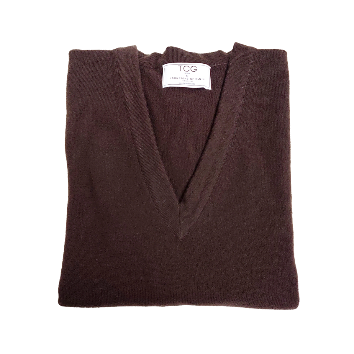 Ladies Oversized, Longline 100% Pure Cashmere V-Neck Tunic with Side Slits - Dark Brown - L