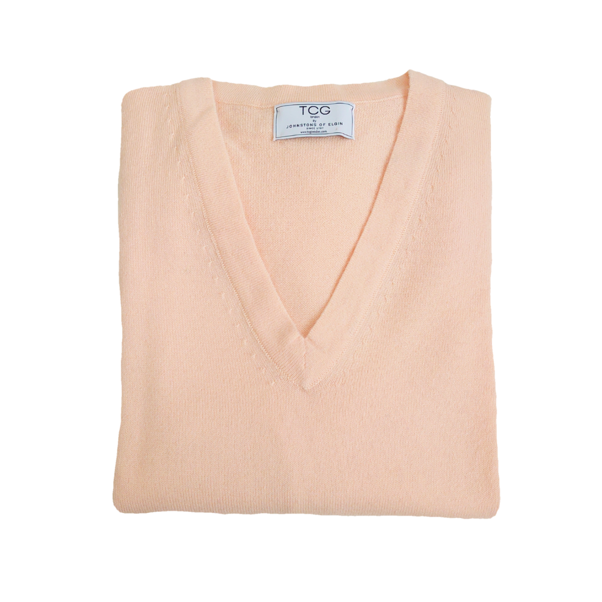 Ladies Oversized, Longline 100% Pure Cashmere V-Neck Tunic with Side Slits - Light Pink - M