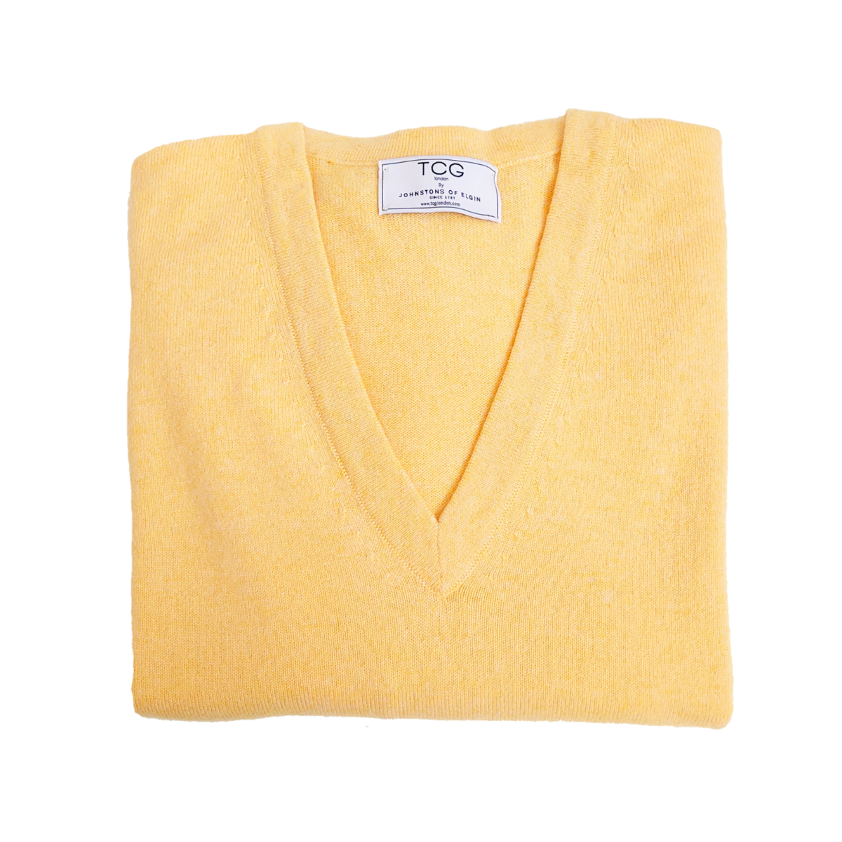 Ladies Oversized, Longline 100% Pure Cashmere V-Neck Tunic with Side Slits - Yellow Melange - S